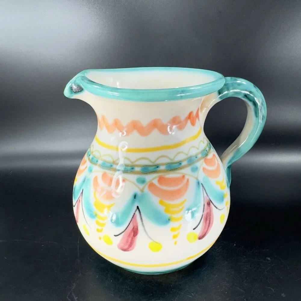 Vintage La Gartera Art Potter Jug Pitcher Toledo‎ Spain signed Pottery Hand Made